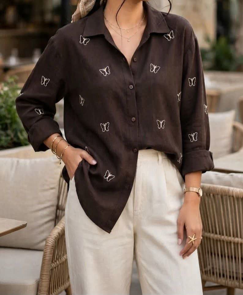 شومیز زنانه لنین مدل گلدوزی