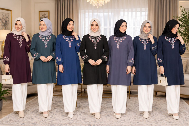 تونیک زنانه برند دوگل گلدوزی و نگین کاری