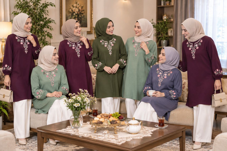 تونیک زنانه برند دوگل گلدوزی و نگین کاری